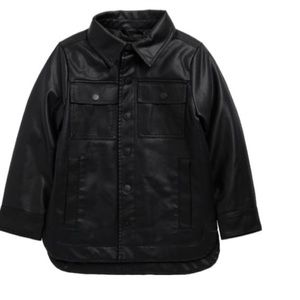 Urban Republic Kids Black Faux Leather Shirt Jacket